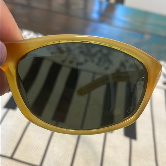 Valentino Gold and Black Sunglasses with Reflective Lenses Vintage Glass Pouch main image 11
